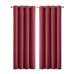 2x Blockout Curtains Panels 3 Layers Eyelet Room Darkening 240x230cm Burgundy