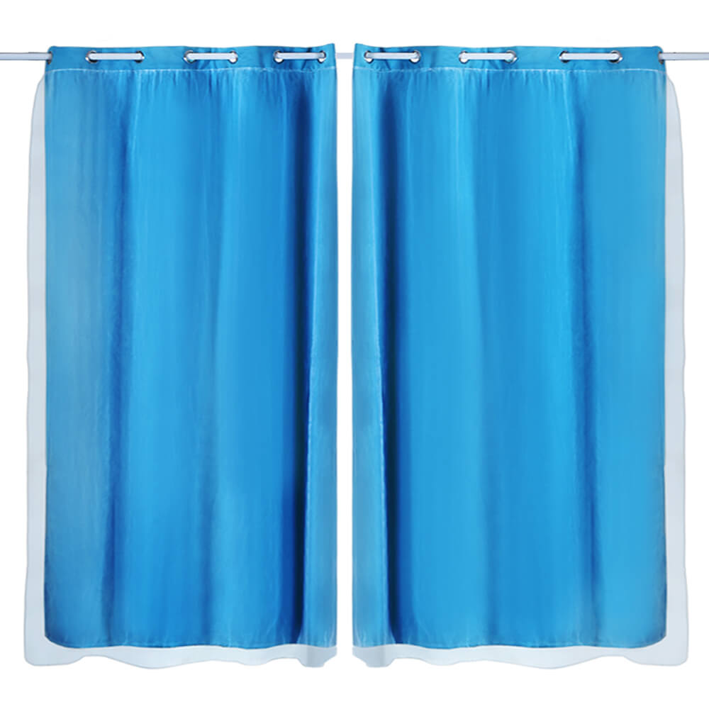 2x Blockout Curtains Panels 3 Layers with Gauze Room Darkening 140x230cm Aqua