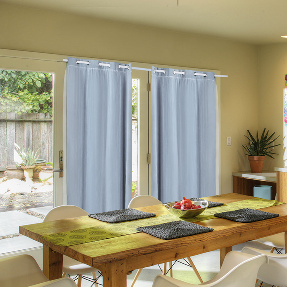 2x Blockout Curtains Panels 3 Layers with Gauze Room Darkening 300x230cm Aqua