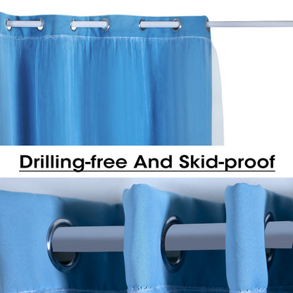 2x Blockout Curtains Panels 3 Layers with Gauze Room Darkening 140x230cm Aqua