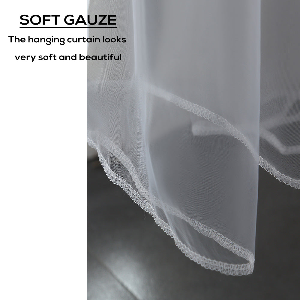 2x Blockout Curtains Panels 3 Layers with Gauze Room Darkening 140x230cm Aqua