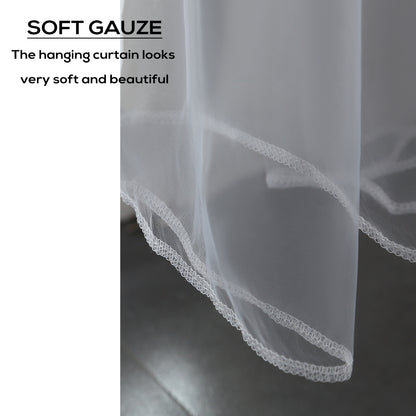 2x Blockout Curtains Panels 3 Layers with Gauze Room Darkening 140x230cm Black
