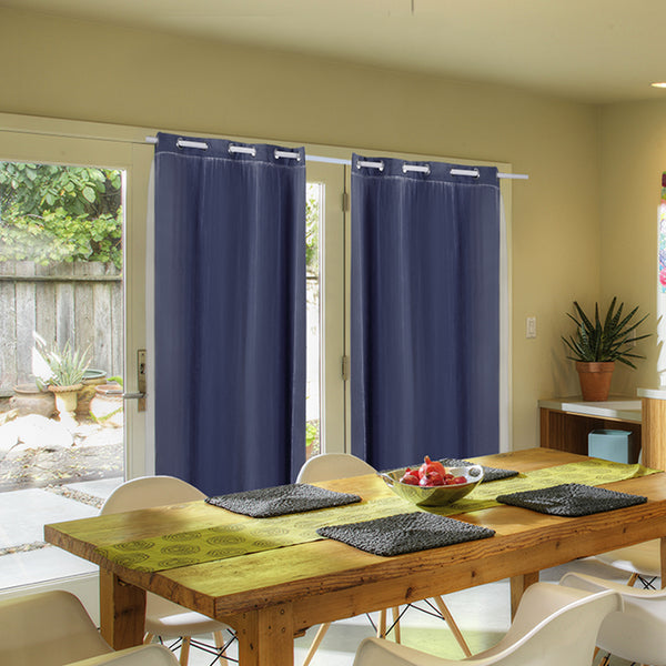  2x Blockout Curtains Panels 3 Layers with Gauze Room Darkening 180x230cm Navy