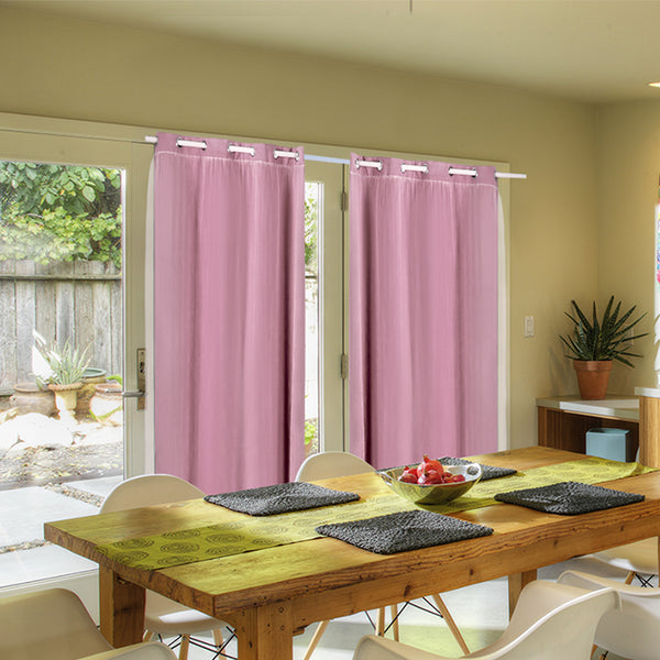  2x Blockout Curtains Panels 3 Layers with Gauze Room Darkening 180x230cm Rose