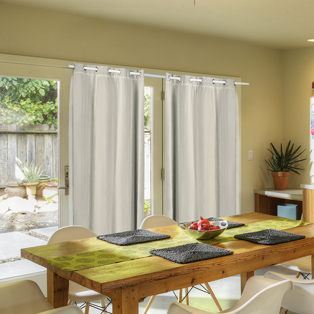 2x Blockout Curtains Panels 3 Layers with Gauze Room Darkening 180x230cm Sand