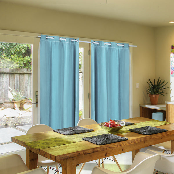  2x Blockout Curtains Panels 3 Layers with Gauze Darkening 300x230cm Turquoise