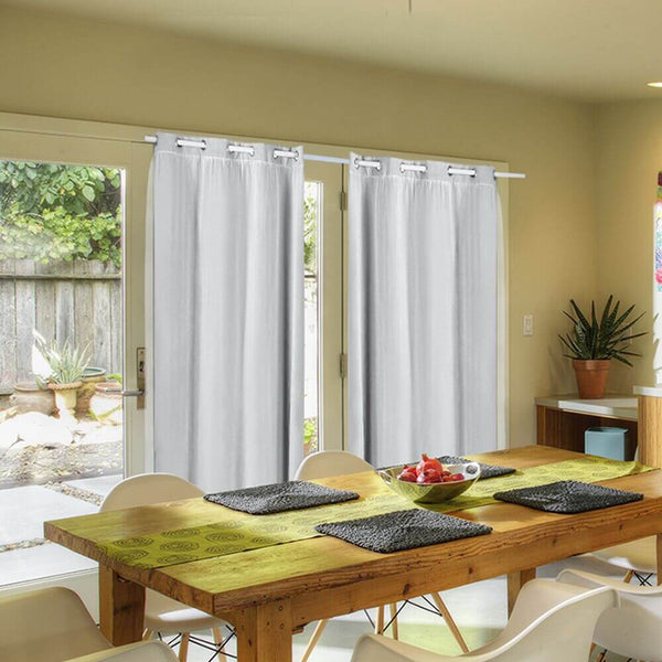  2x Blockout Curtains Panels 3 Layers with Gauze Room Darkening 180x230cm Grey