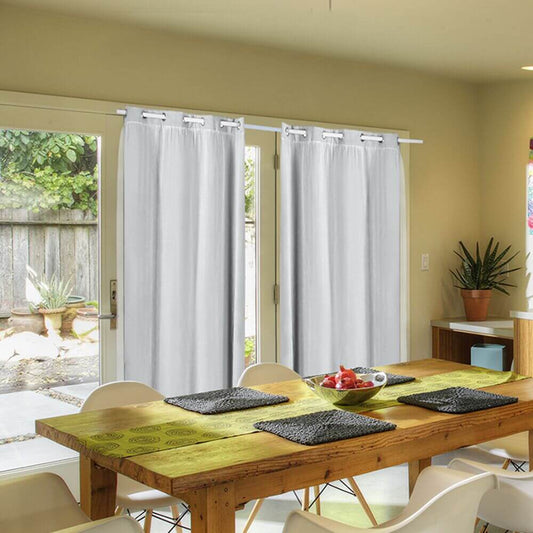 2x Blockout Curtains Panels 3 Layers with Gauze Room Darkening 300x230cm Grey