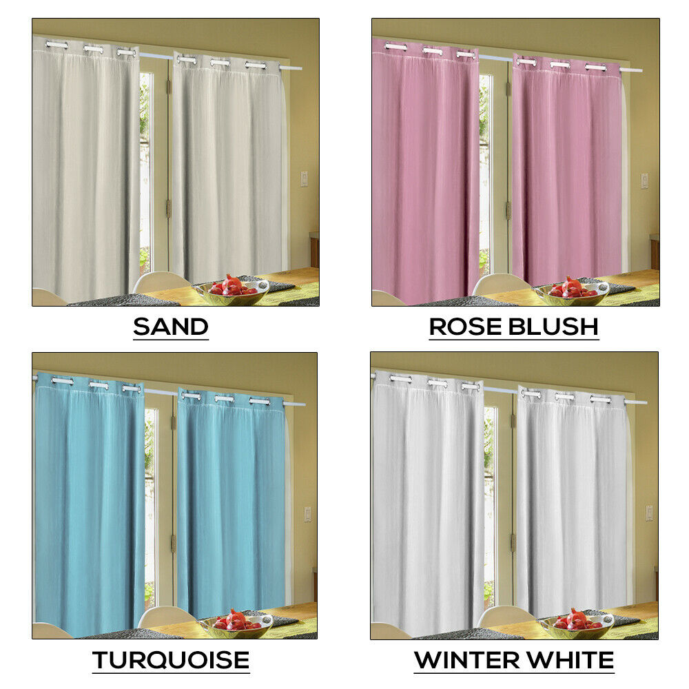 2x Blockout Curtains Panels 3 Layers with Gauze Room Darkening 140x244cm Aqua