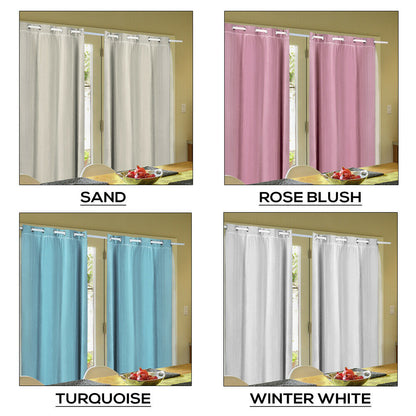 2x Blockout Curtains Panels 3 Layers with Gauze Room Darkening 140x244cm Aqua