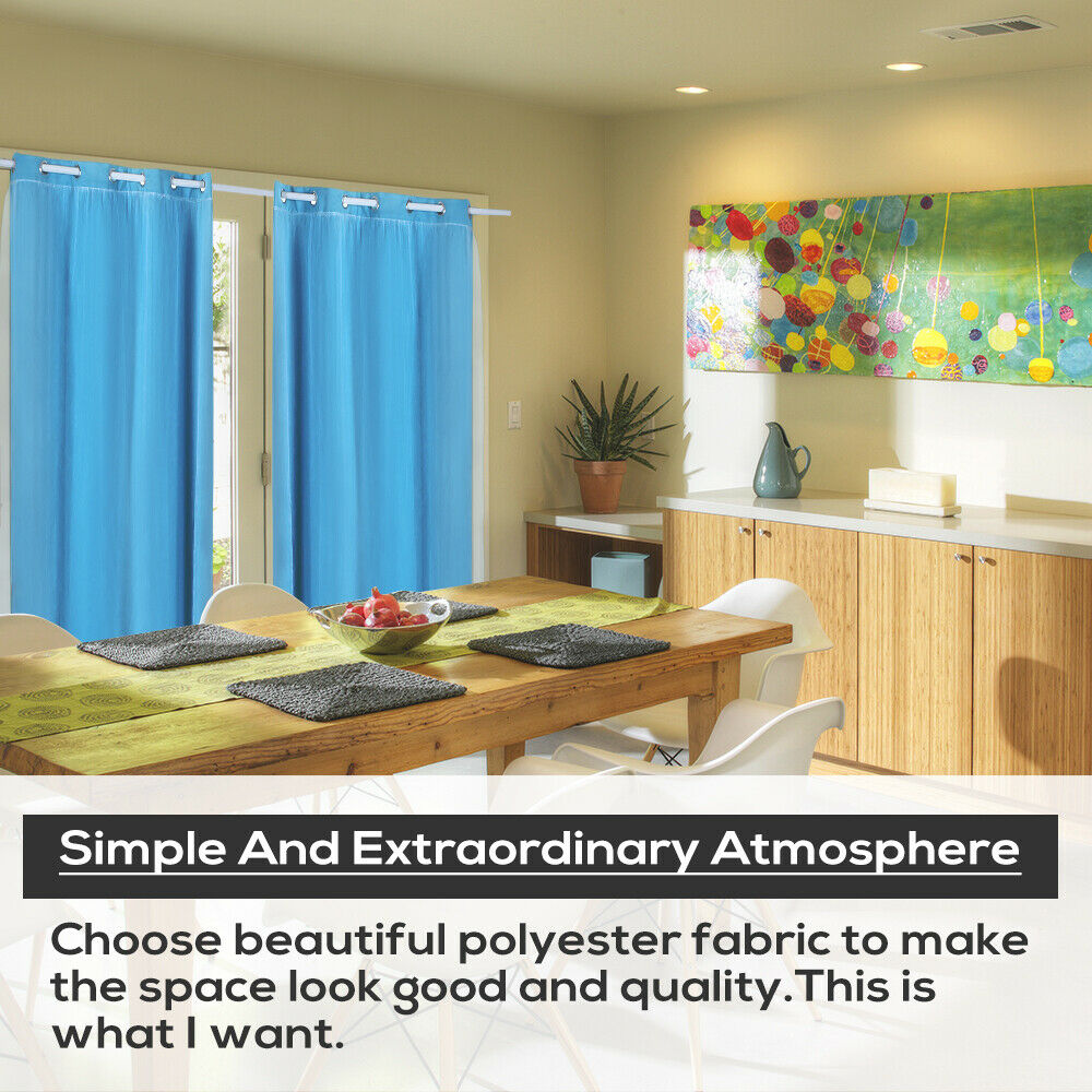 2x Blockout Curtains Panels 3 Layers with Gauze Room Darkening 140x244cm Aqua