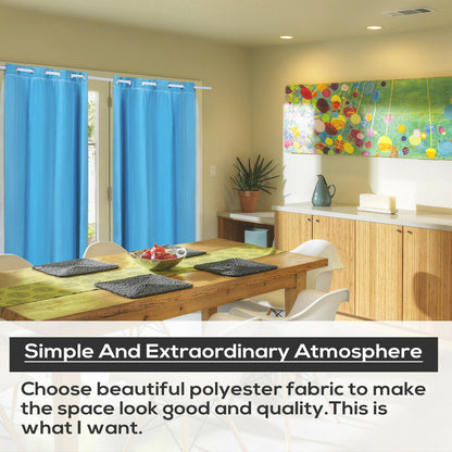 2x Blockout Curtains Panels 3 Layers with Gauze Room Darkening 140x244cm Aqua