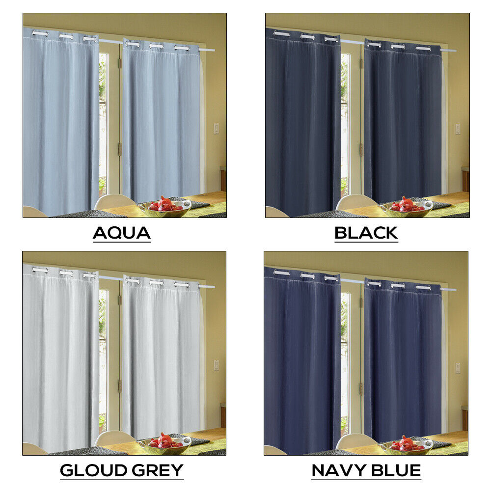 2x Blockout Curtains Panels 3 Layers with Gauze Room Darkening 140x244cm Aqua