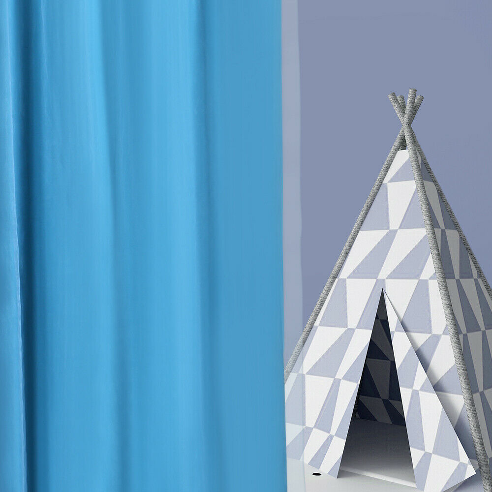 2x Blockout Curtains Panels 3 Layers with Gauze Room Darkening 140x244cm Aqua
