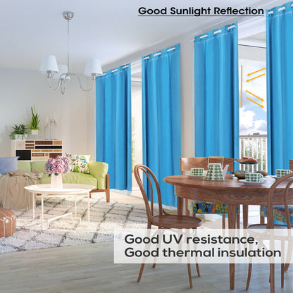 2x Blockout Curtains Panels 3 Layers with Gauze Room Darkening 140x244cm Aqua