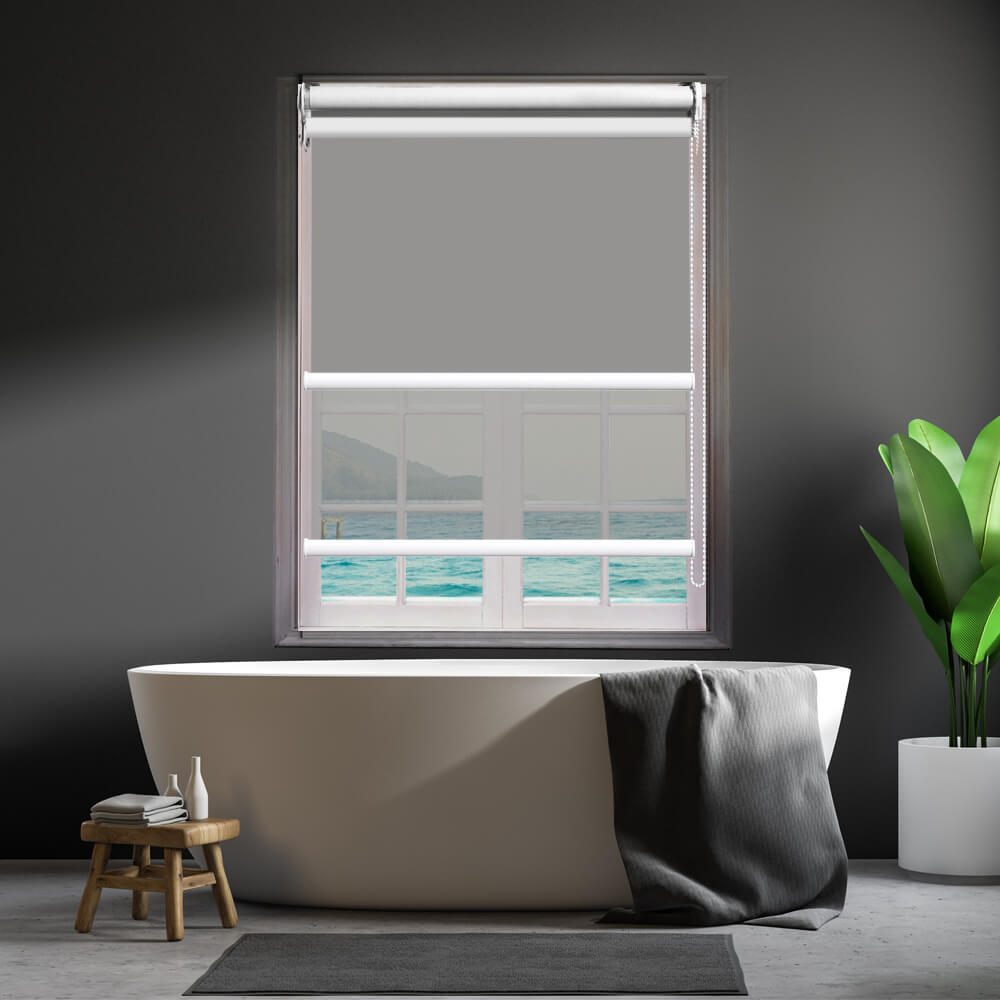 Modern Day/Night Double Roller Blinds Commercial Quality 150x210cm Cream White