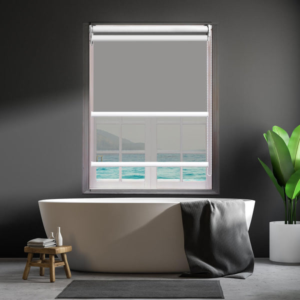  Modern Day/Night Double Roller Blinds Commercial Quality 150x210cm Cream White