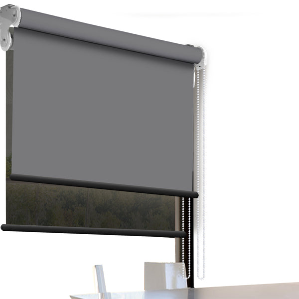 Modern Day/Night Double Roller Blind Commercial Quality 210x210cm Charcoal Black