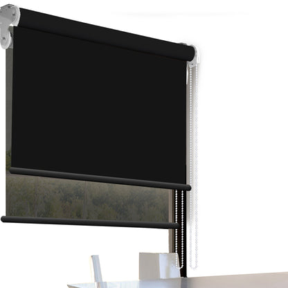 Modern Day/Night Double Roller Blinds Commercial Quality 60x210cm Black Black