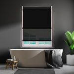 Modern Day/Night Double Roller Blinds Commercial Quality 60x210cm Black Black