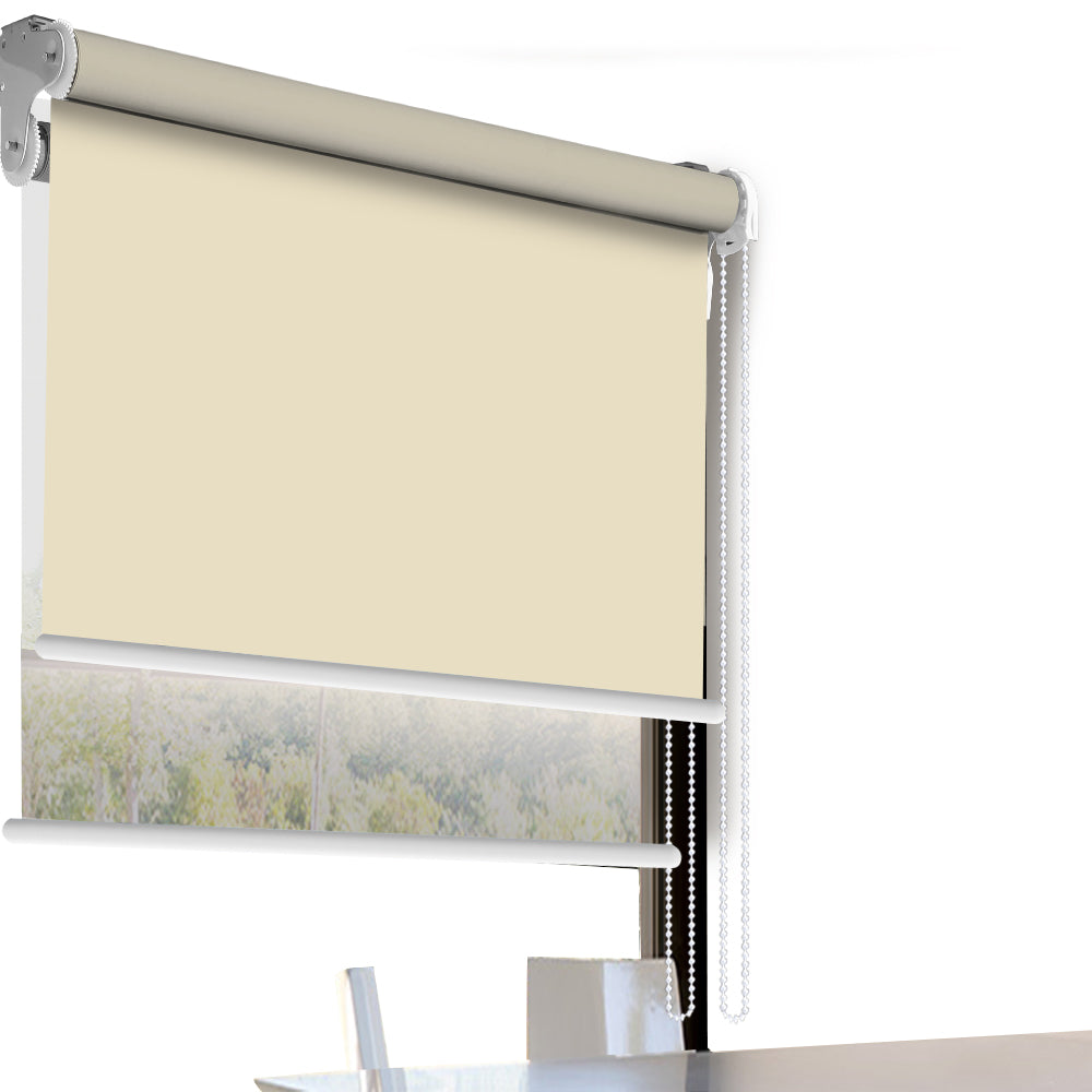 Modern Day/Night Double Roller Blinds Commercial Quality 60x210cm Cream White