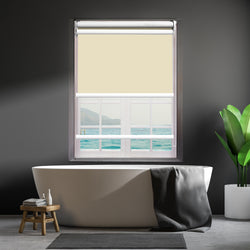 Modern Day/Night Double Roller Blinds Commercial Quality 60x210cm Cream White