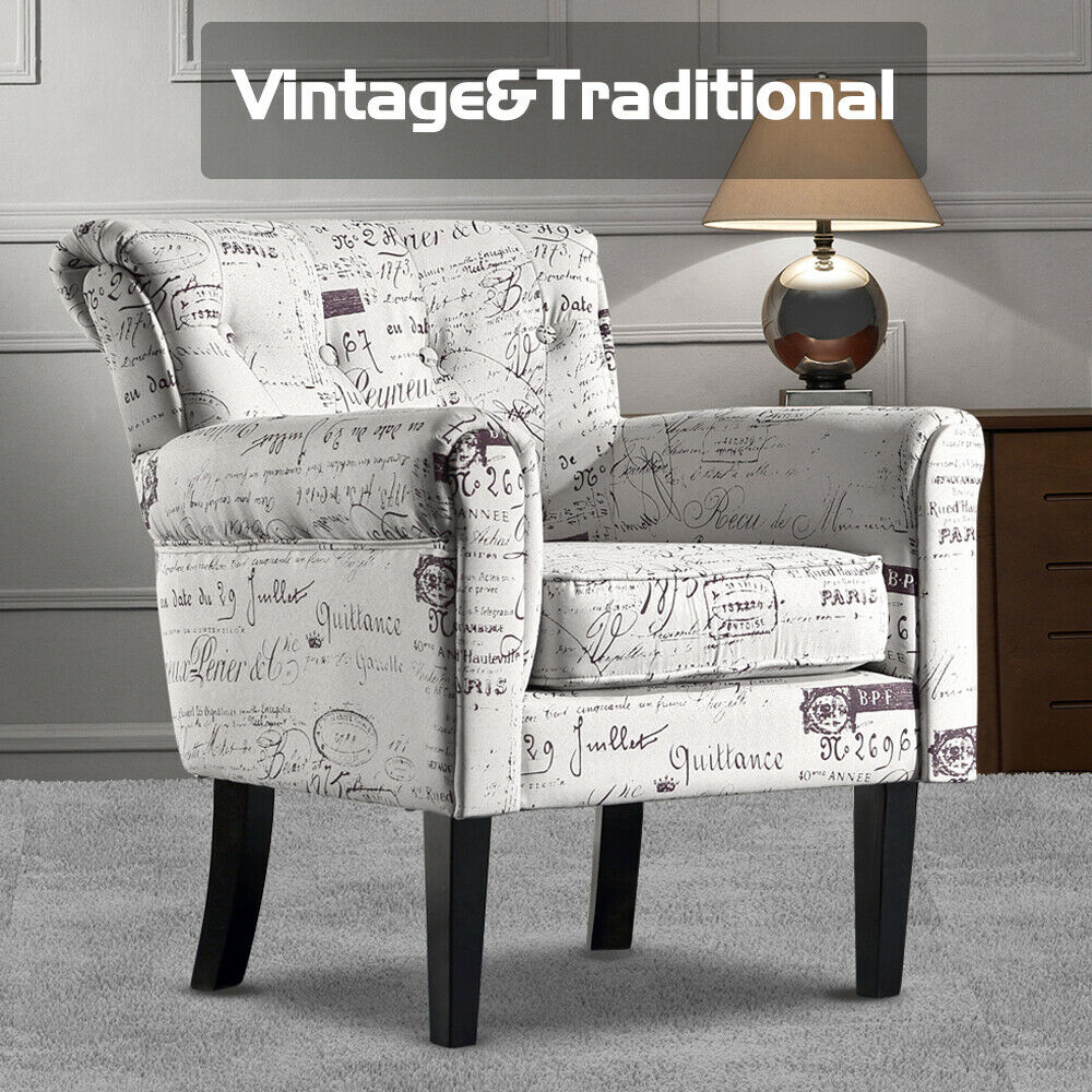 2x Upholstered Armchair Dining Chairs Single Accent Sofa Padded Fabric