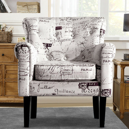 2x Upholstered Armchair Dining Chairs Single Accent Sofa Padded Fabric