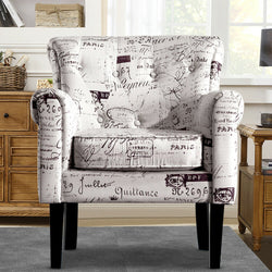 2x Upholstered Armchair Dining Chairs Single Accent Sofa Padded Fabric