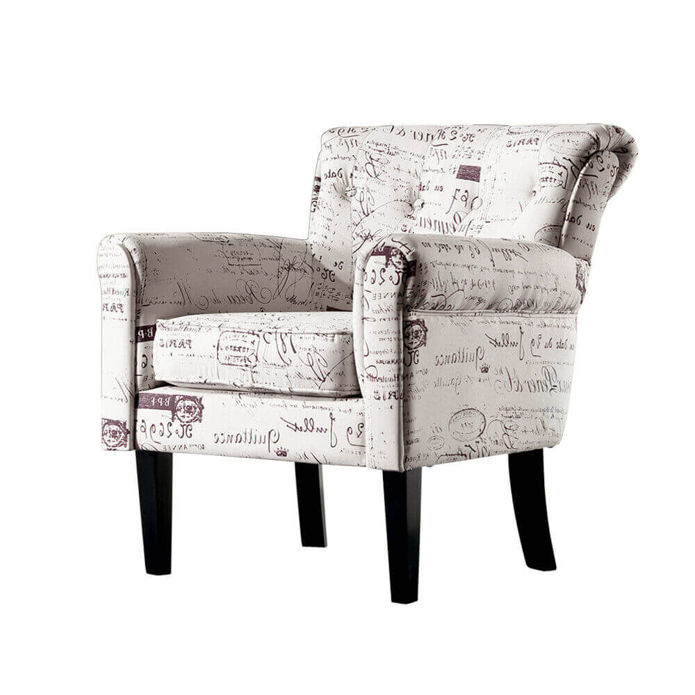 2x Upholstered Armchair Dining Chairs Single Accent Sofa Padded Fabric