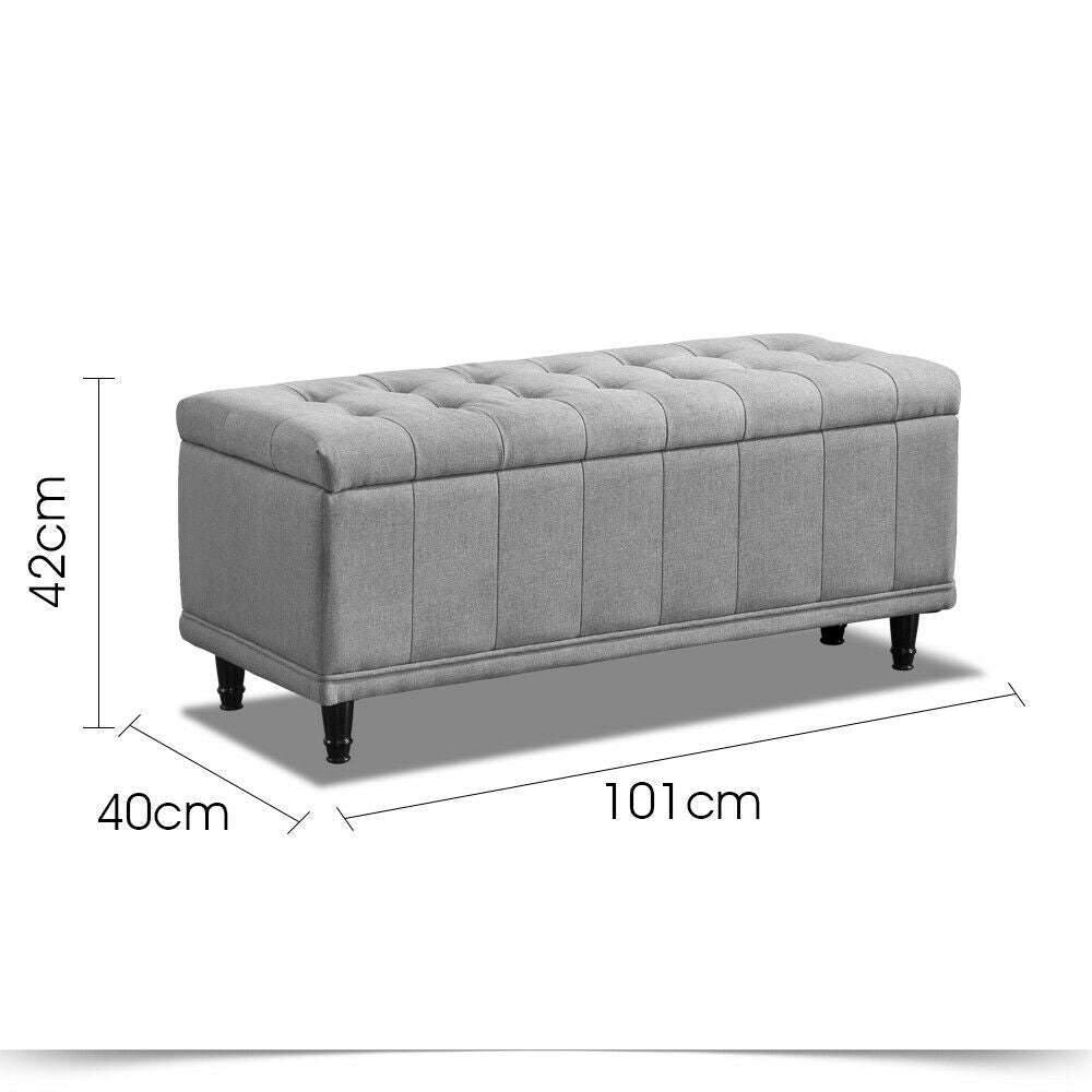 Storage Ottoman Blanket Box Fabric Large Rest Chest Toy Foot Stool Grey