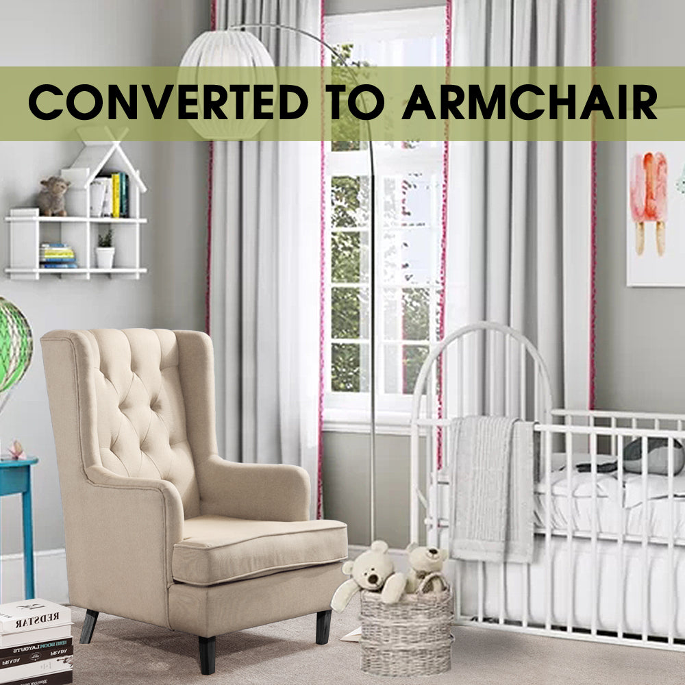 Rocking Chair Chairs Armchair Fabric Lounge Recliner Feeding Rocker Beige