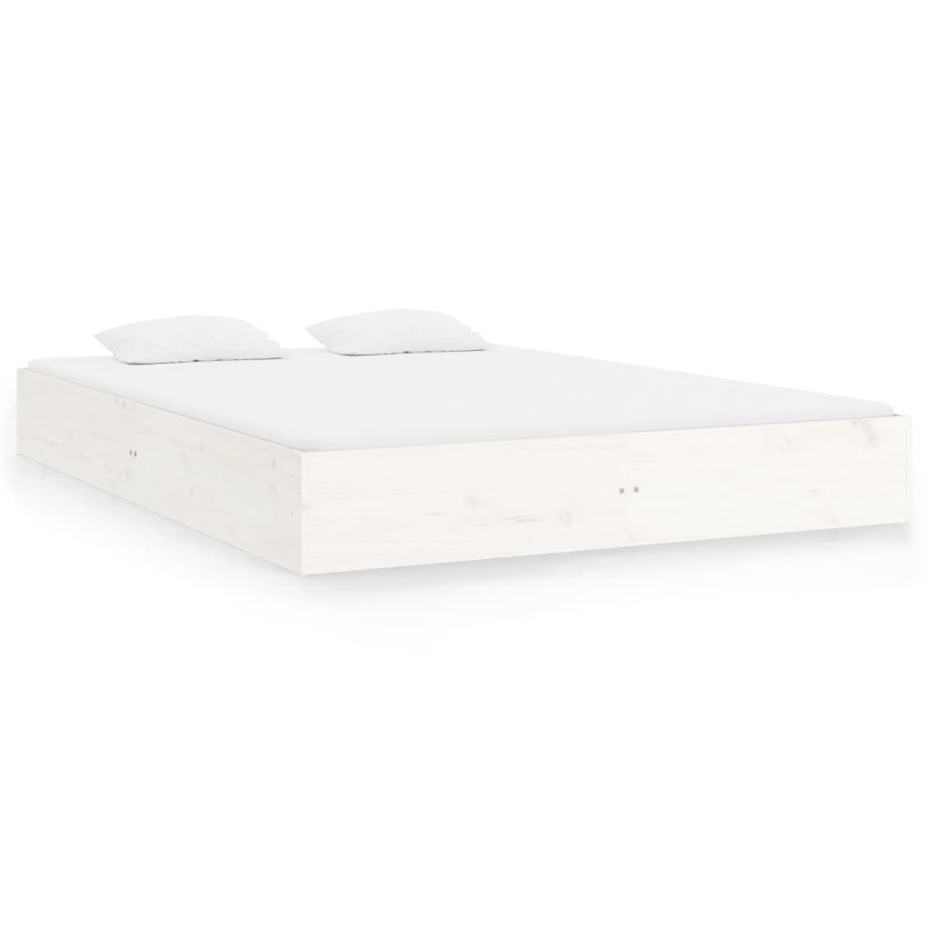 Chic White Solid Wood Queen Bed Frame