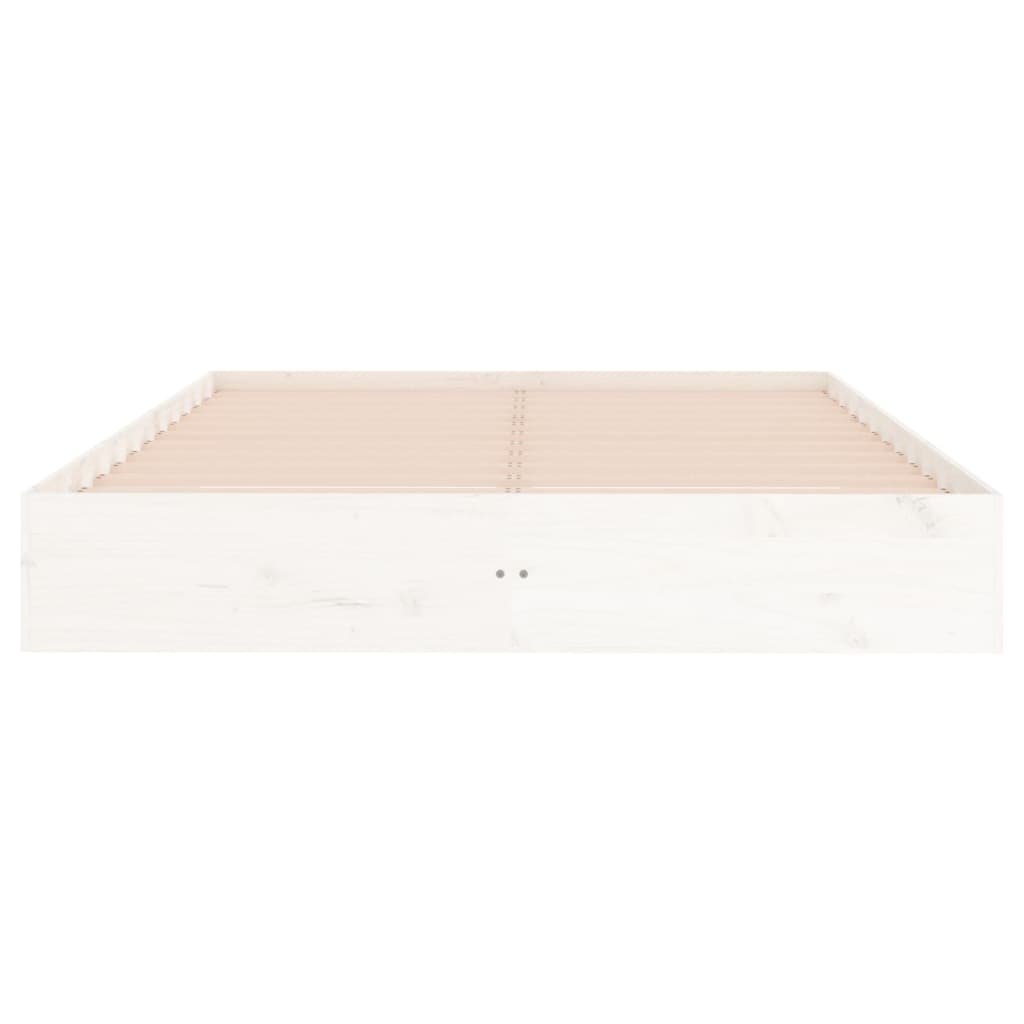 Chic White Solid Wood Queen Bed Frame