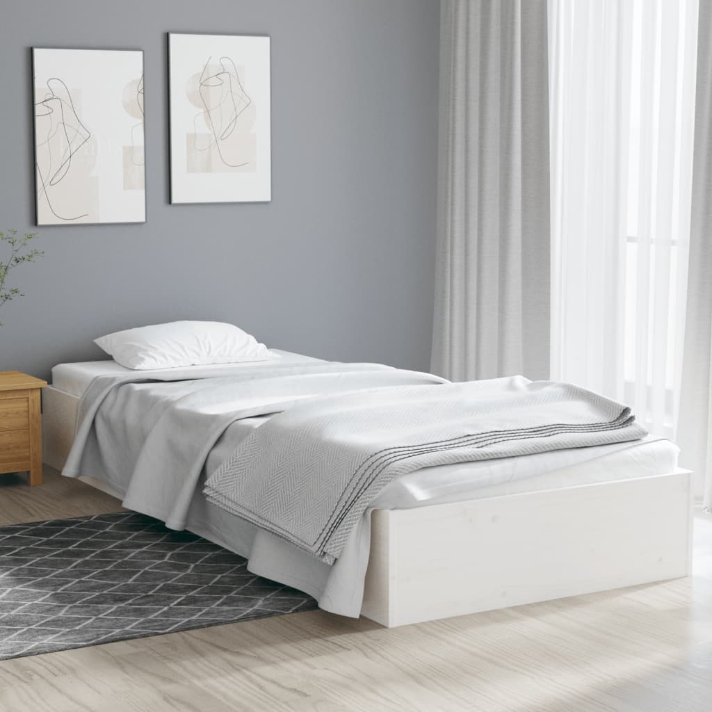 Chic White Solid Wood Queen Bed Frame