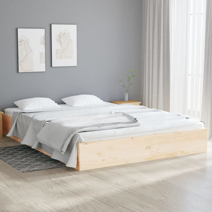Chic White Solid Wood Queen Bed Frame