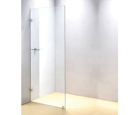 Chrome 800 x 2000mm Frameless 10mm Safety Glass Shower Screen-Chrome/Black