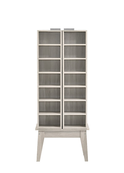 Multimedia DVD CD Storage Cabinet With Hidden Compartment In White Oak