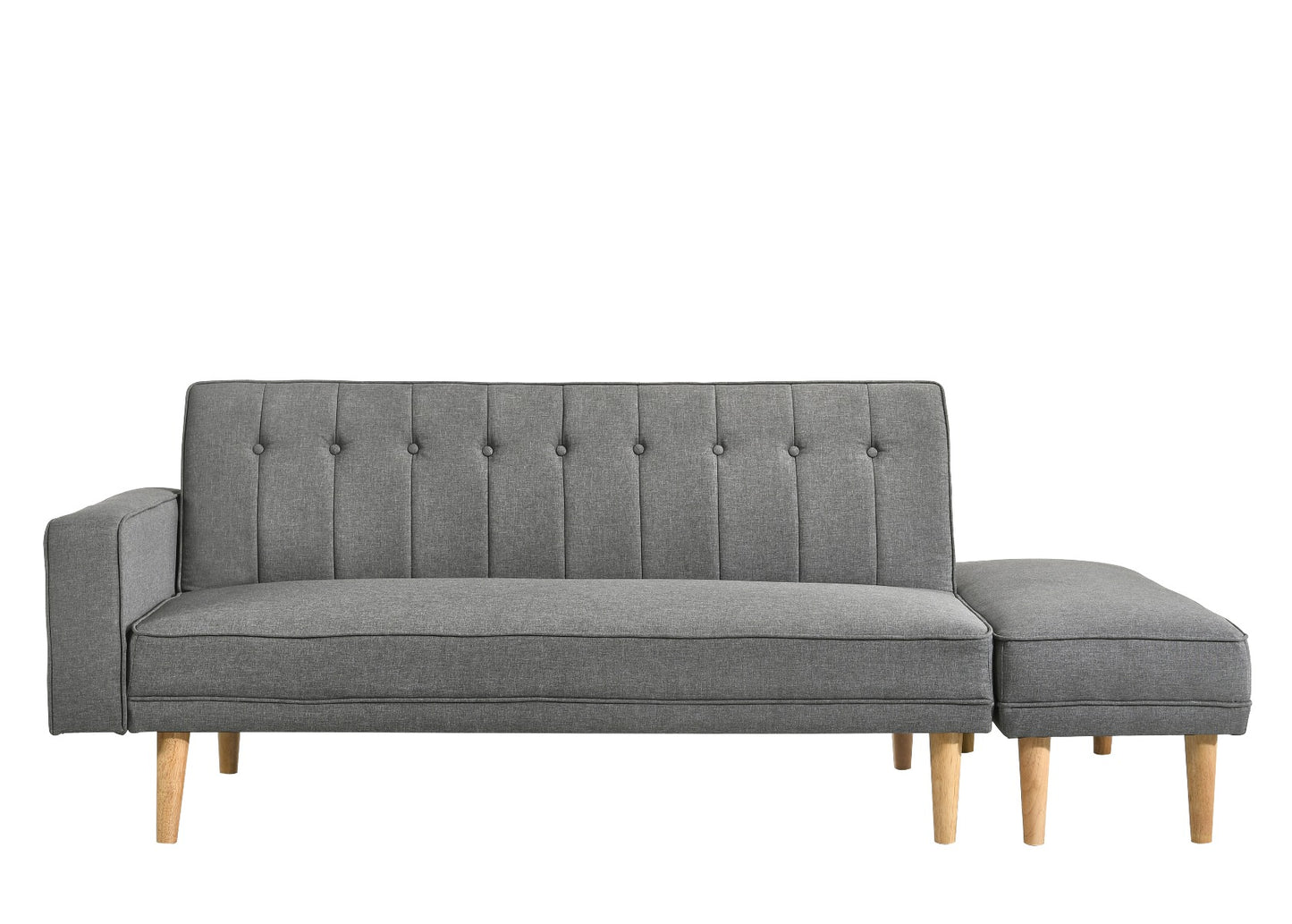 3 Seater Fabric Sofa Bed With Ottoman - Light Grey