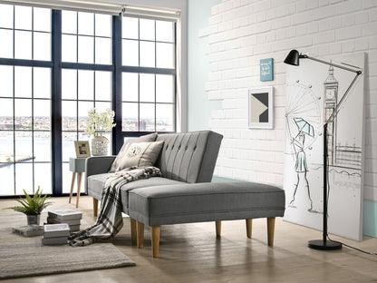 3 Seater Fabric Sofa Bed With Ottoman - Light Grey