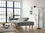 3 Seater Fabric Sofa Bed with Ottoman - Light Grey
