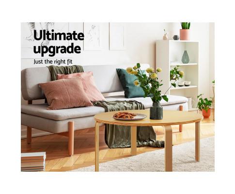 Coffee Table Round Side End Tables Bedside Furniture Wooden 90CM