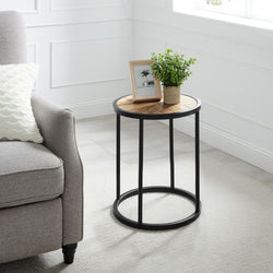 Contemporary Side Table with Engineered Wood and Metal Frame