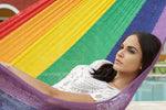 Jumbo Size Cotton Mexican Hammock in Rainbow Colour