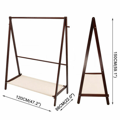 Clothes Stand Garment Dyring Rack Hanger Organiser Wooden Free Standing