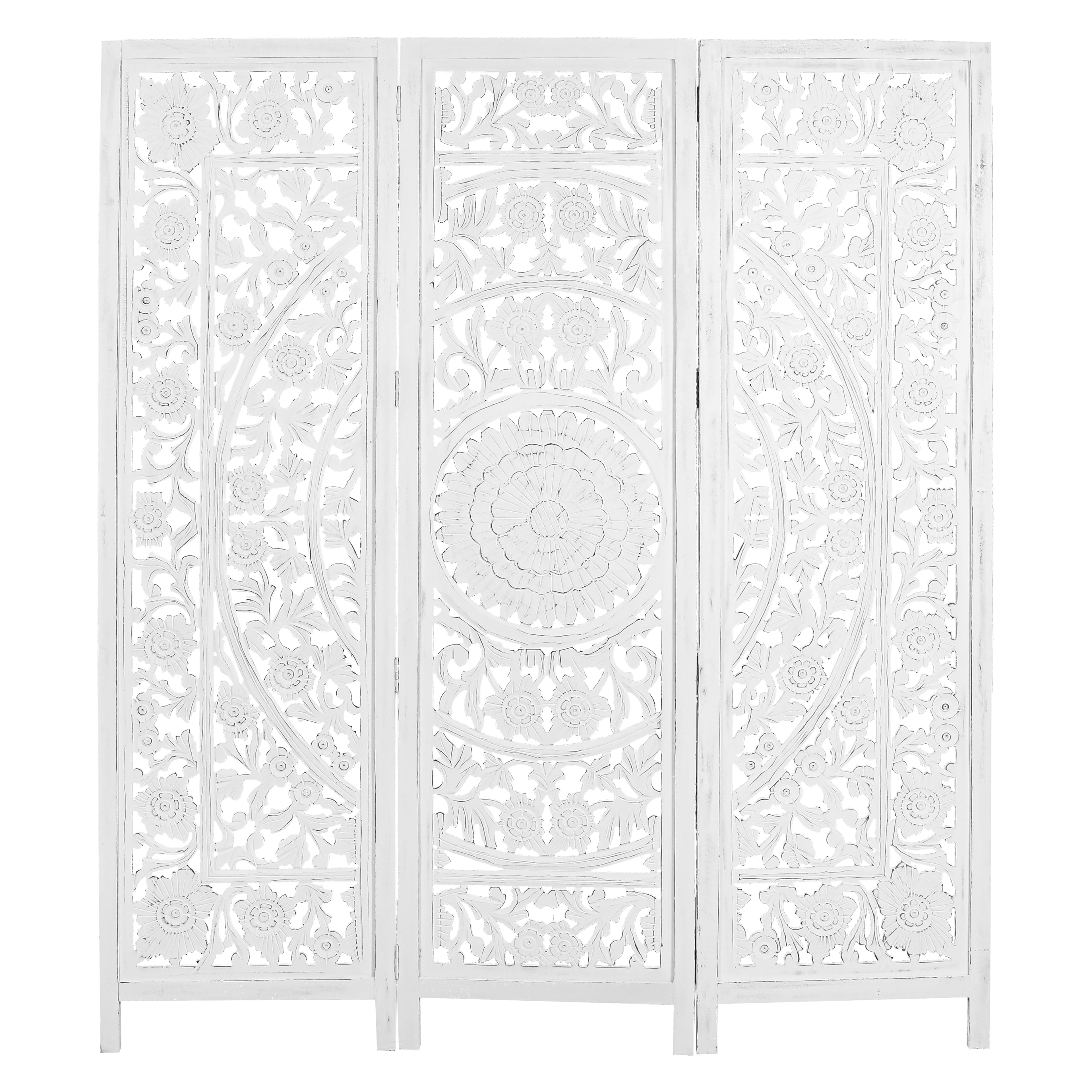 3 Panel Room Divider Screen Privacy Shoji Timber Wood Stand White