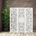 3 Panel Room Divider Screen Privacy Shoji Timber Wood Stand - White