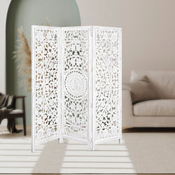 Create Privacy and Style with the Shoji Timber Wood Stand Room Divider - White