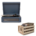 Navy - Bluetooth Portable Turntable  & Record Storage Crate