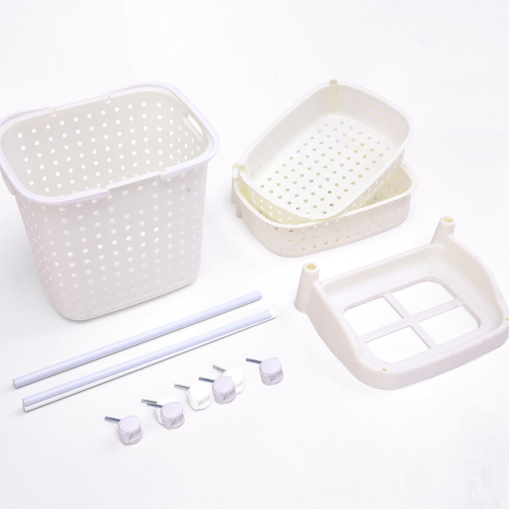 3 Tier Bathroom Laundry Clothes Baskets Mobile Rack